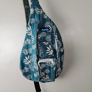 Kavu Rope Sling Backpack Pineapple Print‎ Washed Teal Blue